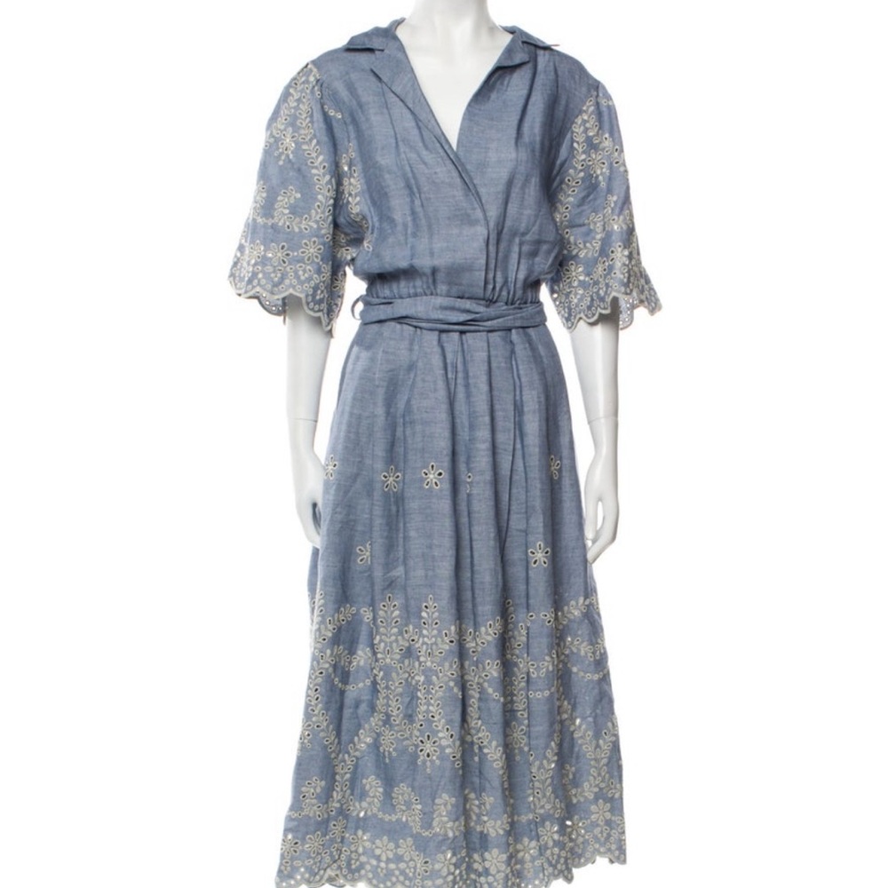 Blue Dolman Sleeve V-Neck Midi Sundress
